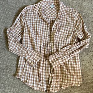 J. Crew Gingham Shirt in Brown and White